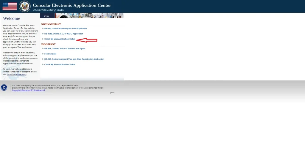 ceac-website-page-showing-check-my-visa-application-status-option-highlighted-under-nonimmigrant-section-for-tracking-us-visa-status